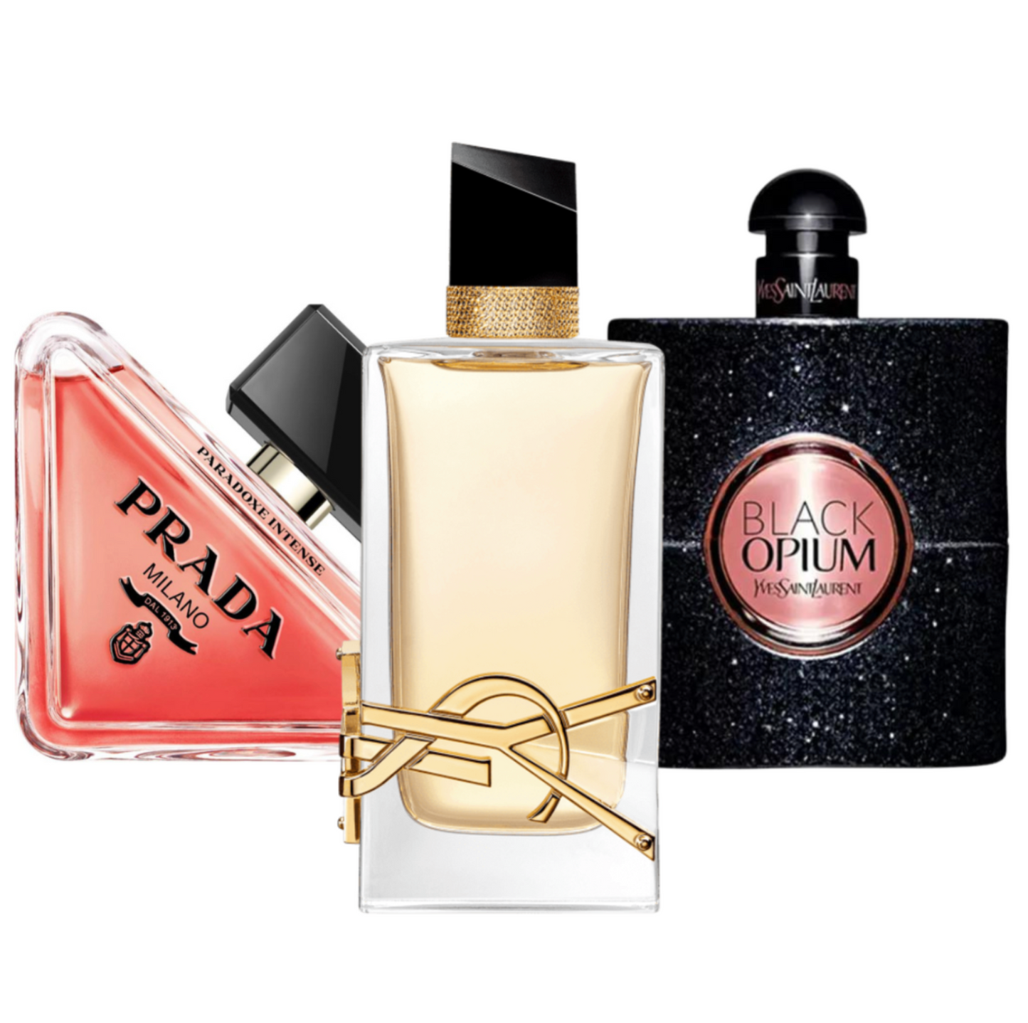 3er-Parfümset | Prada Paradox, Black Opium Yves Saint Laurent, Libre 100 ml