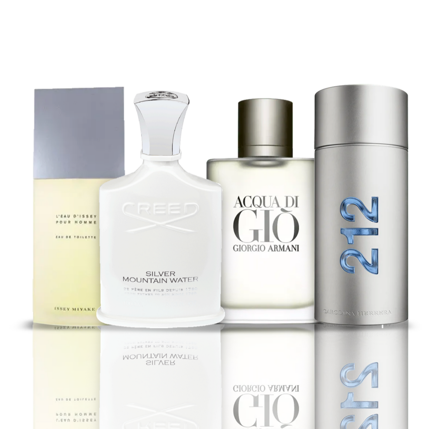 4er-Parfümset | Issey Miyake + Acqua di Gio + Creed Silver + 212 NYC Men 100 ml