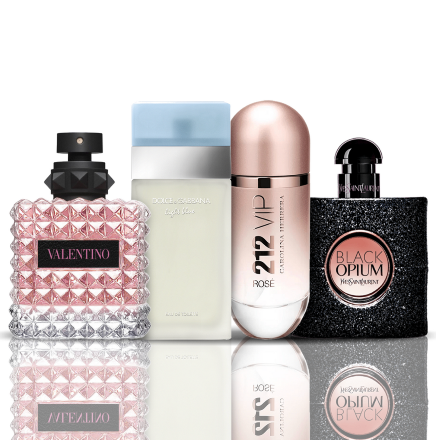 4er-Parfümset | Valentino + Light Blue + 212 VIP Rose + Black Opium 100 ml