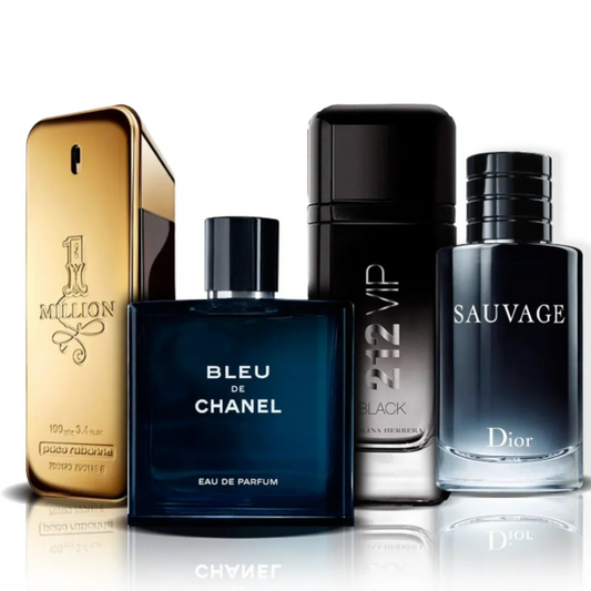 4er-Parfümset | One Million, Bleu de Chanel, 212 Vip Black i Sauvage (100 ml)