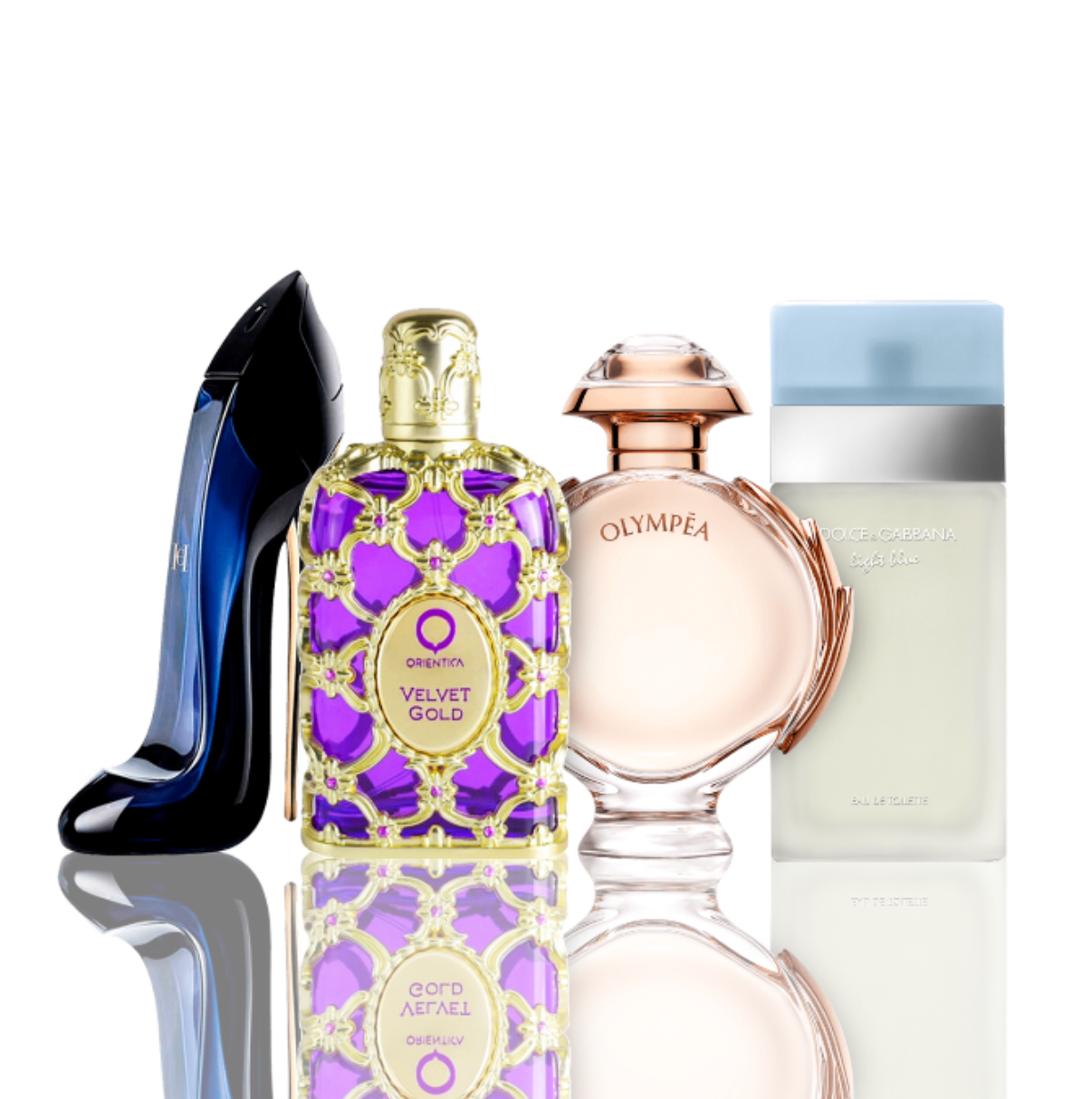 4er-Parfümset | Light Blue + Orientica Velvet Gold + Good Girl + Olympea 100 ml