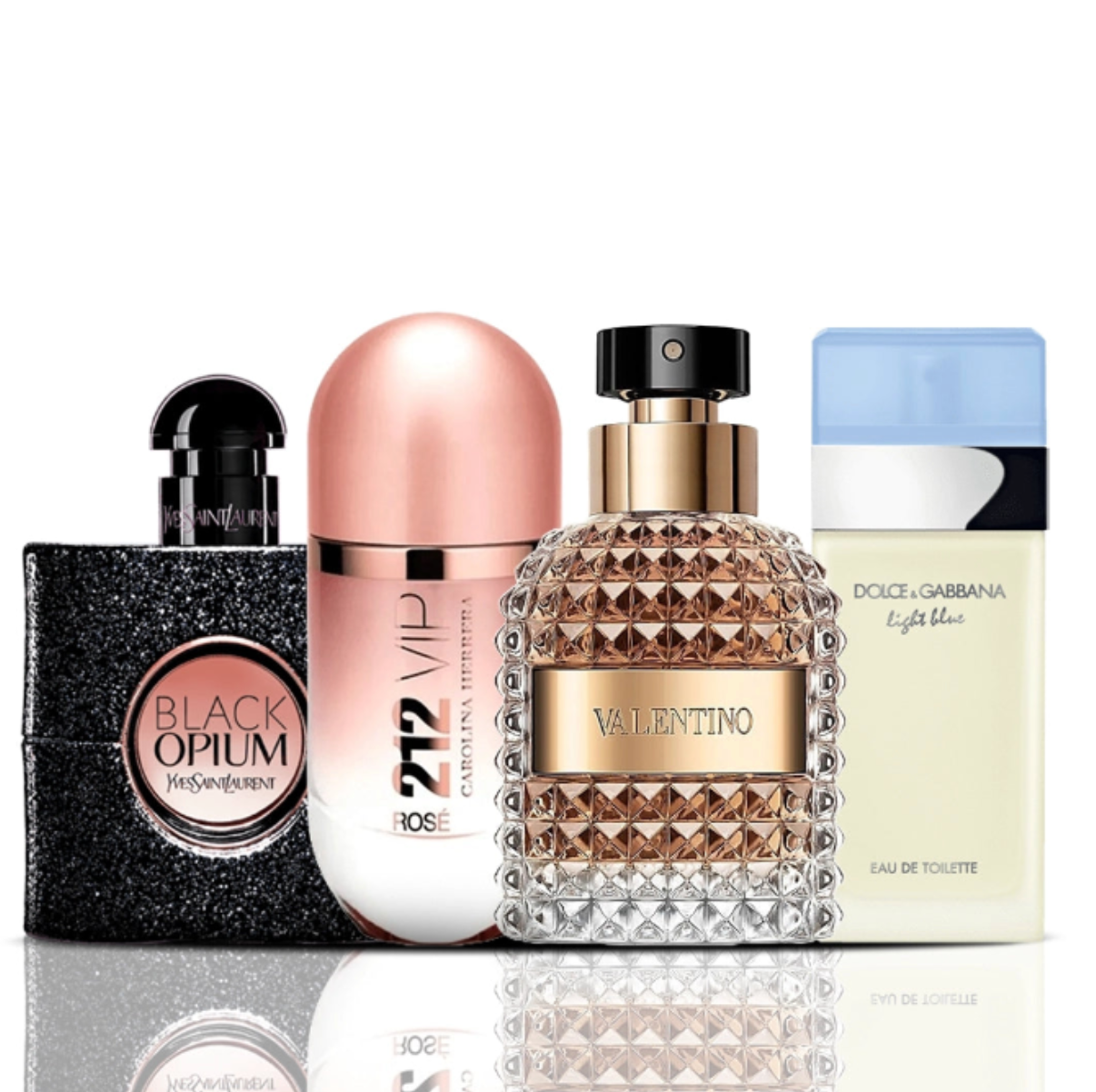 4er-Parfümset | Black Opium + 212 VIP Rose + Valentino + Dolce & Gabbana Light Blue 100 ml